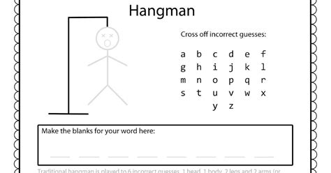 The Puzzle Den: Free Hangman Template