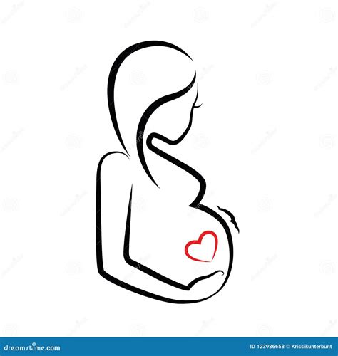 Beautiful Pregnant Woman Heart in the Belly Stock Vector - Illustration ...