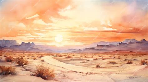 Premium AI Image | Watercolor Desert Sunset