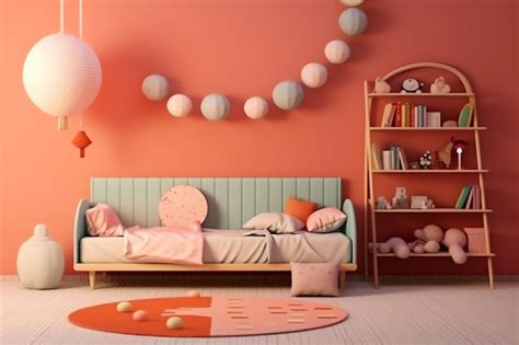 Premium AI Image | Modern child bedroom interior design in house with ...