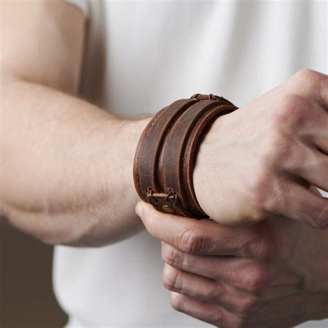 Golden Brown Leather Cuff Bracelet | In stock! | Collin Rowe | Leather ...