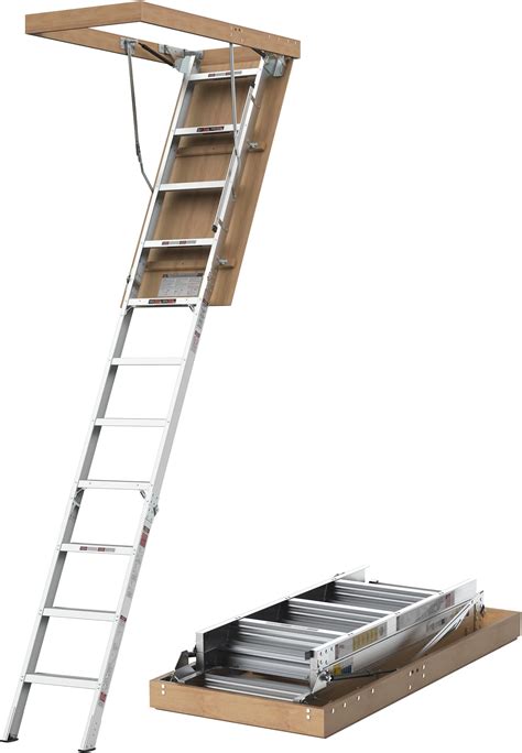 Aluminum Attic Ladder, 54" W x22.5 H Attic Ladder for Small Opening