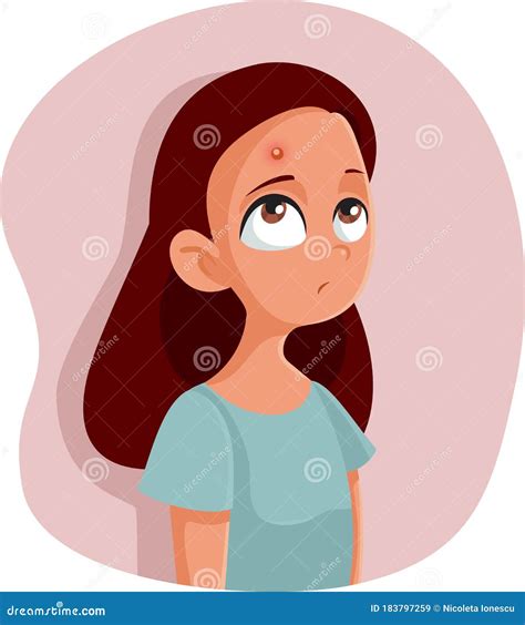 Insecure Teen Girl Looking In The Mirror Vector Cartoon | CartoonDealer ...