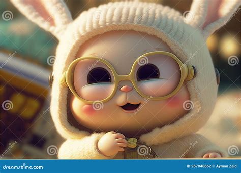 Beautiful Bunny - Fluffy Rabbit , Cartoon Stock Illustration ...