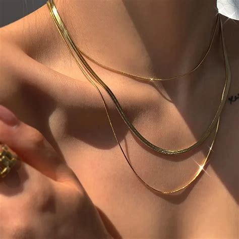 Трехуровневое ожерелье «Змея» из нержавеющей стали | AliExpress