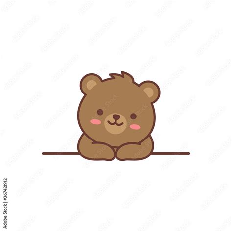 Cute bear over wall cartoon, vector illustration Stock Vector | Adobe Stock