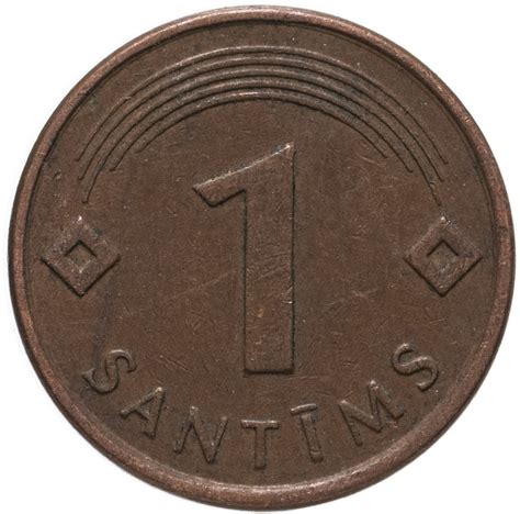 Монета Латвия 1 сантим (centime) 1997 стоимостью 63 руб.