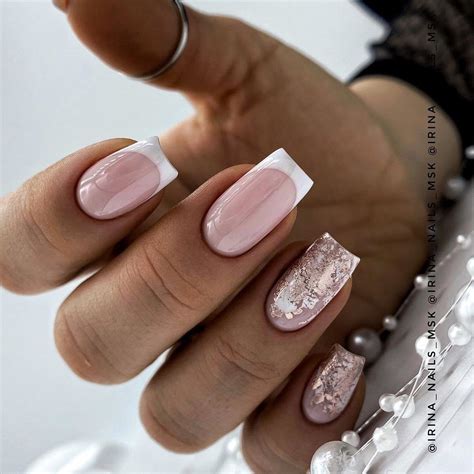 Французский маникюр с фольгой розовое золото | Manicure, Purple acrylic ...