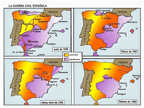 Cuarto de Sociales: MAPAS EVOLUCIÓN DE LA GUERRA CIVIL