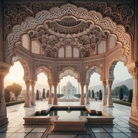 mughal garden   intricate marble jali premium ai generated image