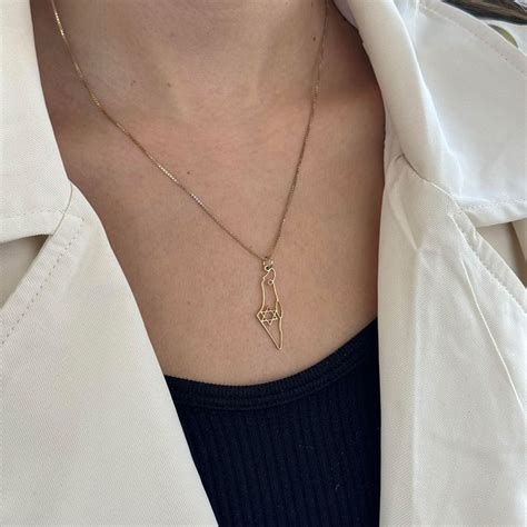 Dainty 14K Gold Israel Necklace | Gold Judaica Necklace