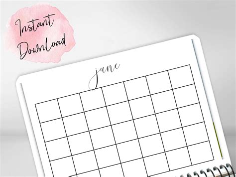 Blank Calendar PDF Calendar Printable Blank Calendars - Etsy