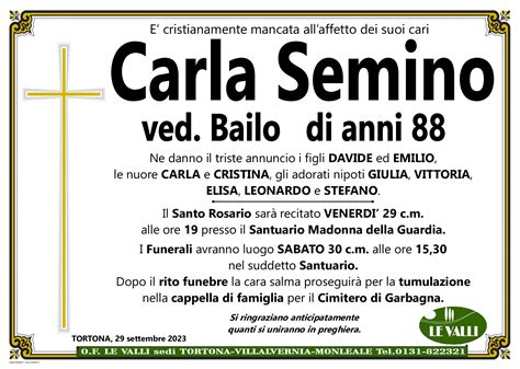 Necrologi | Tortona, Monleale, Villalvernia