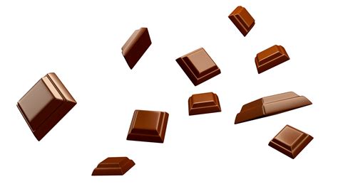 close up of chocolate pieces stack falling Many Chocolate cubes ...