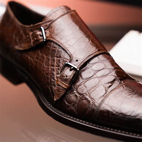 Caporicci 5951 Alligator Monk Strap Dark Brown| MensDesignerShoe.com